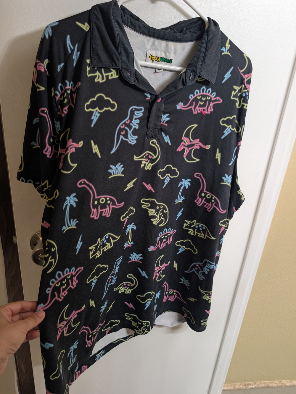 Tipsy Elves Black Neon Dinosaur Pajama Top
